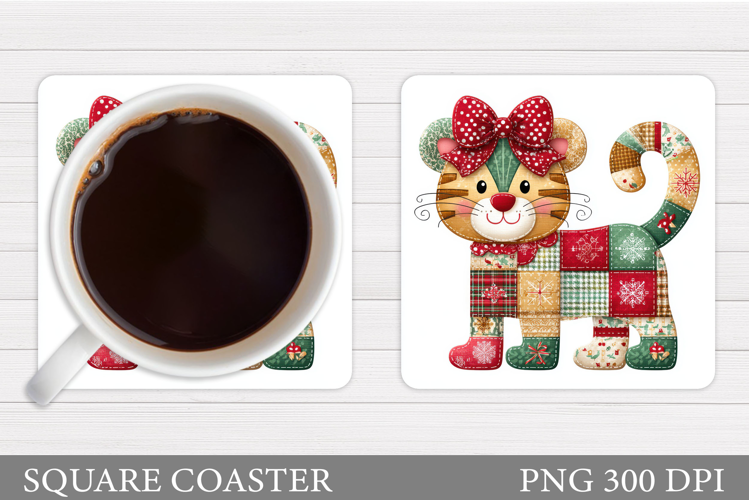 Christmas Tiger Coaster. Christmas Coaster Sublimation