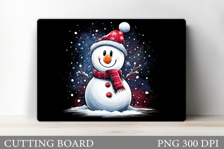 Snowman Cutting Board Design. Christmas Cutting Board example image 1