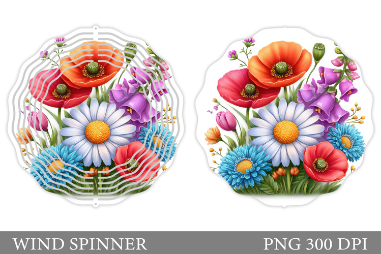 Flowers Wind Spinner Design. Floral Wind Spinner Sublimation