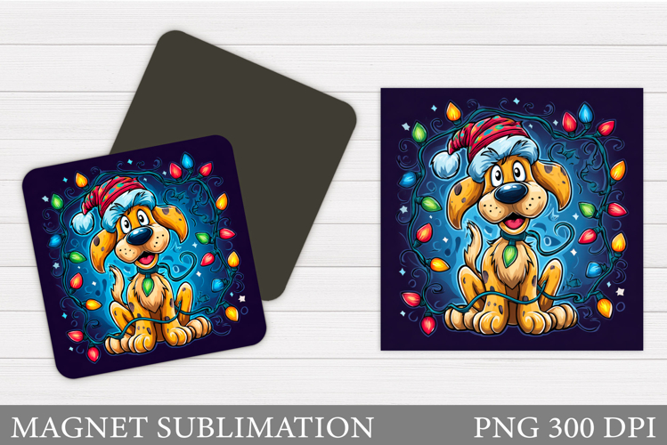 Christmas Dog Magnet Design. Christmas Magnet Sublimation