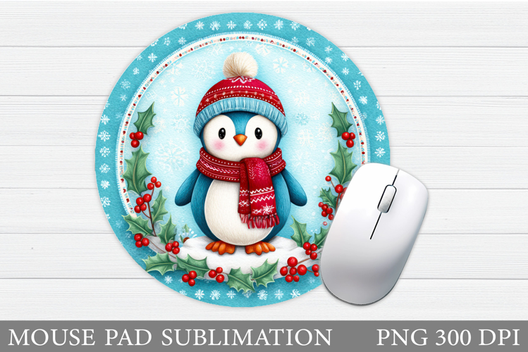 Christmas Penguin Mouse Pad. Christmas Mouse Pad Design