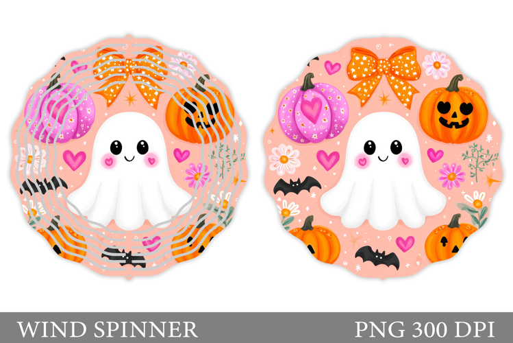 Cute Ghost Wind Spinner Design. Cute Halloween Wind Spinner