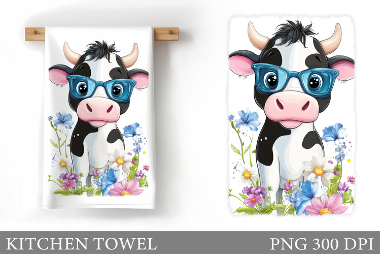 Cow Kitchen Towel Design. Cute Cow Sublimation