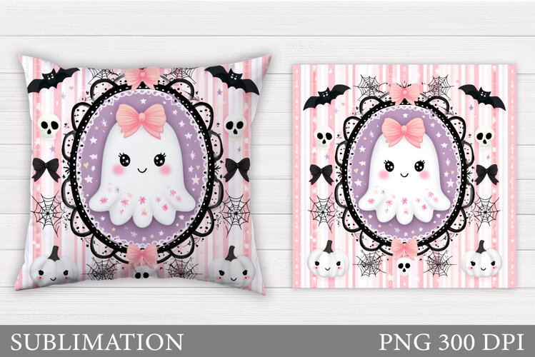 Cute Ghost Pillow Design. Halloween Pillow Sublimation example image 1