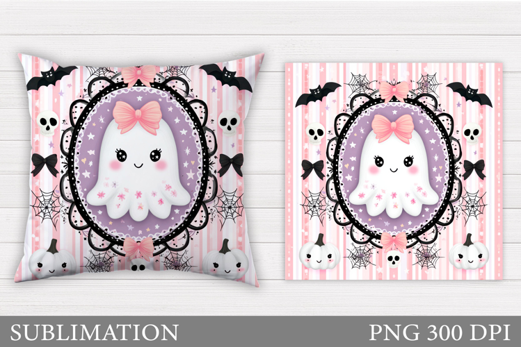 Cute Ghost Pillow Design. Halloween Pillow Sublimation