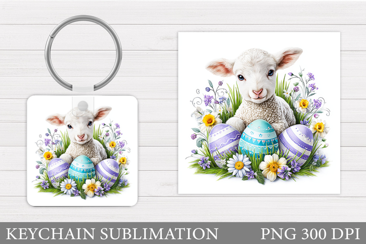 Easter Lamb Keychain Design. Easter Keychain Sublimation