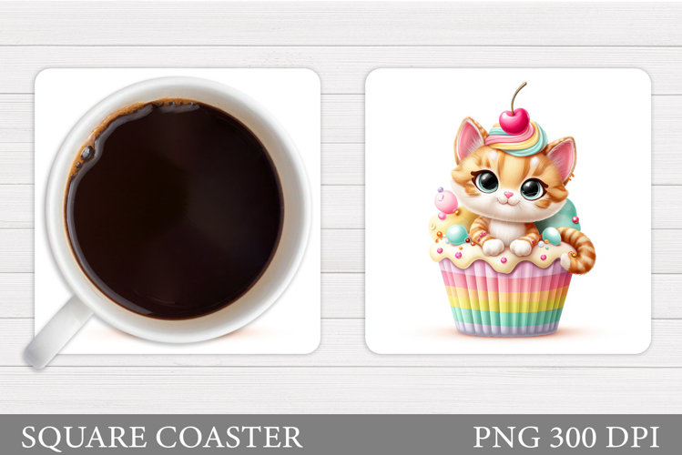 Cute Cat Coaster Design. Cute Cat Sublimation