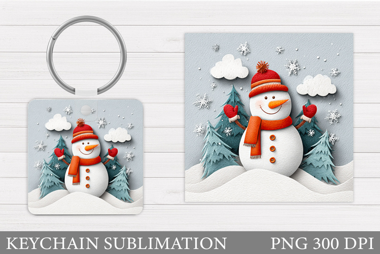 Christmas Snowman Keychain. Christmas Keychain Sublimation