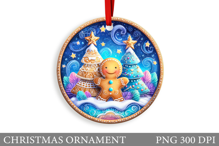 Gingerbread Christmas Ornament. Cute Raccoon Sublimation