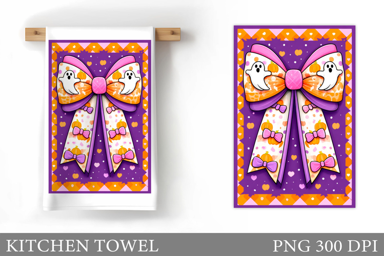 Halloween Bow Kitchen Towel. Halloween Bow Sublimation