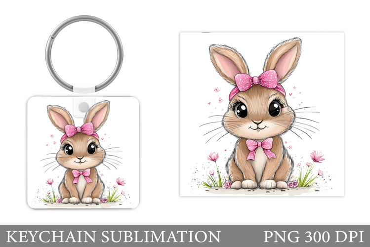 Cute Bunny Keychain Design. Cute Bunny Sublimation