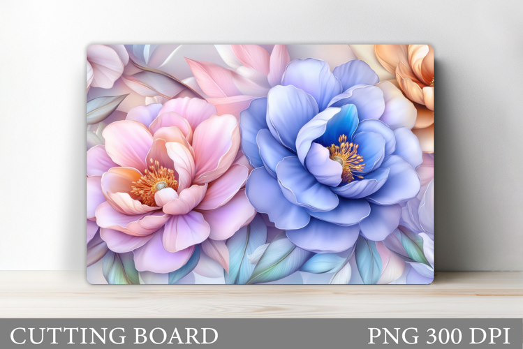 Peony Cutting Board Sublimation. Floral Cutting Board Design