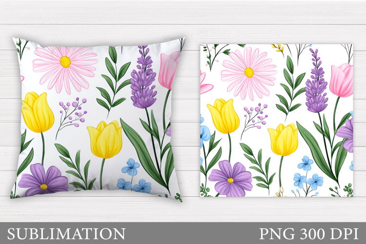 Spring Flowers Pillow Design. Spring Pillow Sublimation