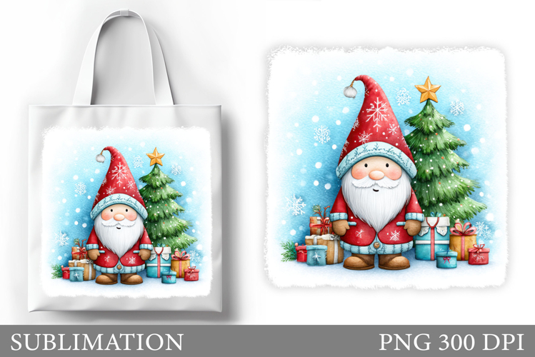 Christmas Gnome Tote Bag. Christmas Tote Bag Sublimation