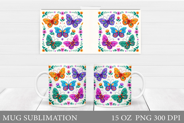 Butterflies Mug Sublimation. Butterfly Mug Design