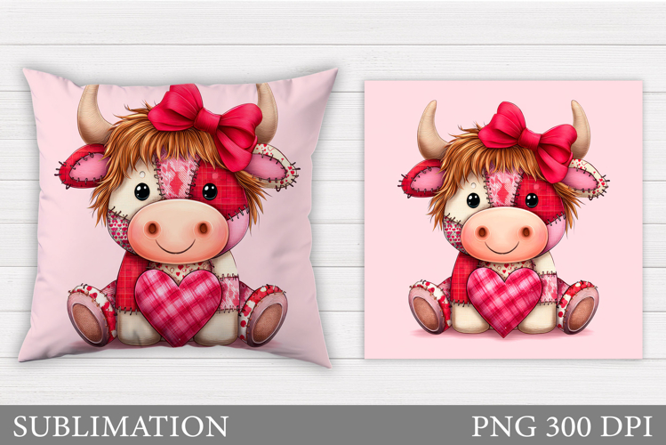 Valentines Cow Pillow. Valentines Pillow Sublimation