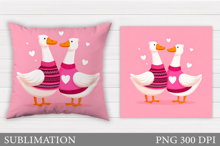 Valentines Goose Pillow. Valentines Pillow Sublimation