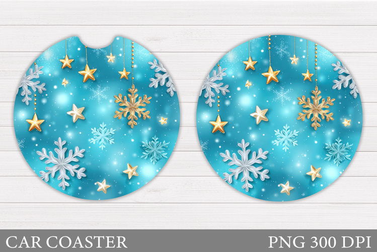 Snowflakes Car Coaster Design. Snowflakes Round Coaster