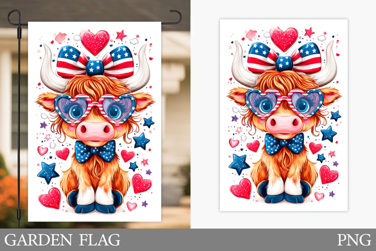 Patriotic Cow Garden Flag. Patriotic Garden Flag Sublimation