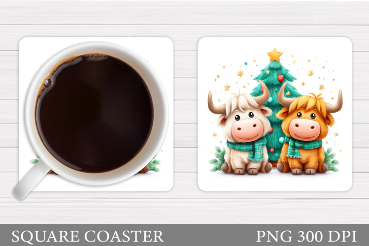 Christmas Cow Coaster. Christmas Cow Coaster Sublimation