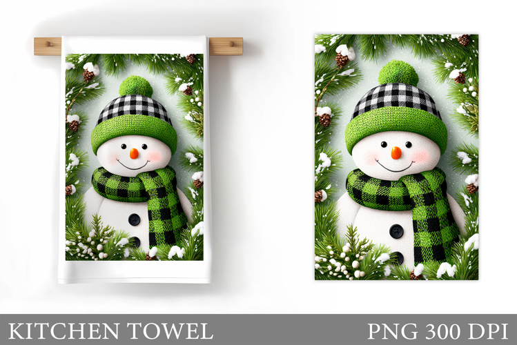 Cute Snowman Kitchen Towel. Christmas Kitchen Towel Design