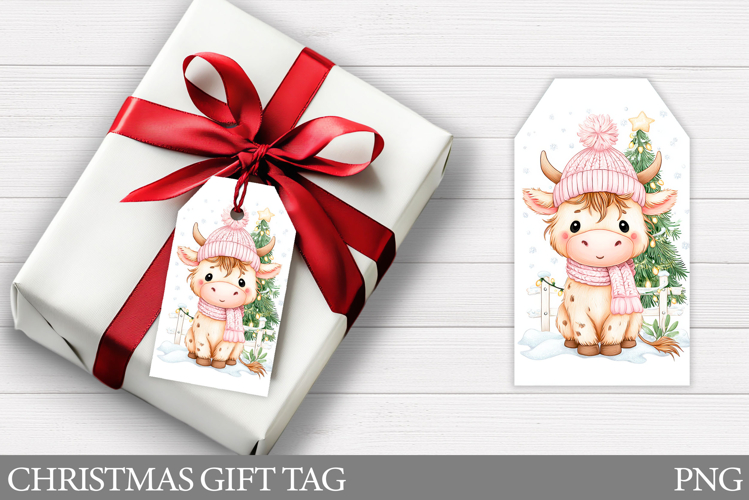 Christmas Gift Tag Design. Christmas Cow Gift Tag Printable