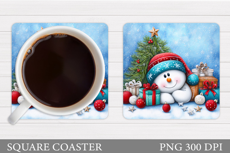 Cute Snowman Coaster Design. Christmas Coaster Sublimation