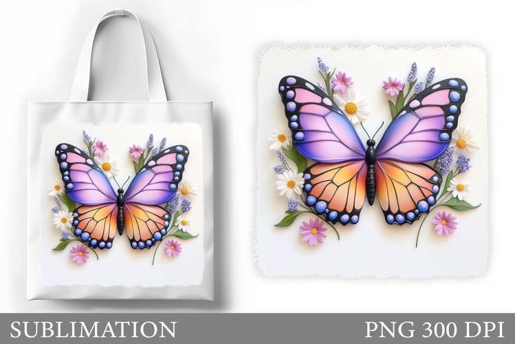 Butterfly Tote Bag Design. Flowers Tote Bag Sublimation