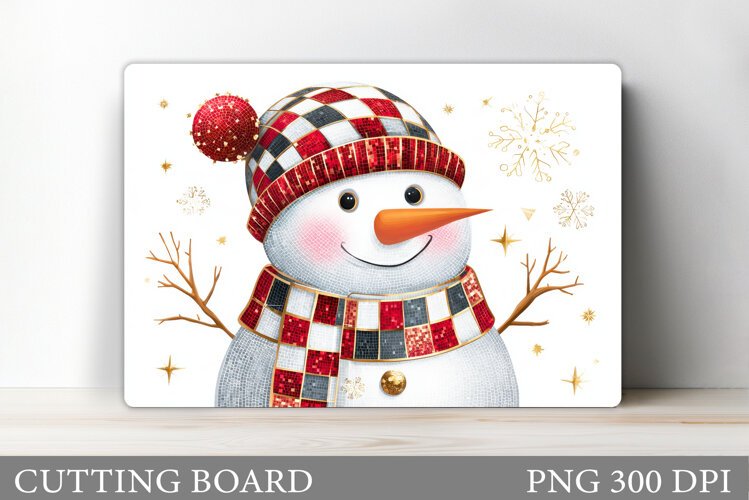 Snowman Cutting Board Design. Christmas Cutting Board example image 1