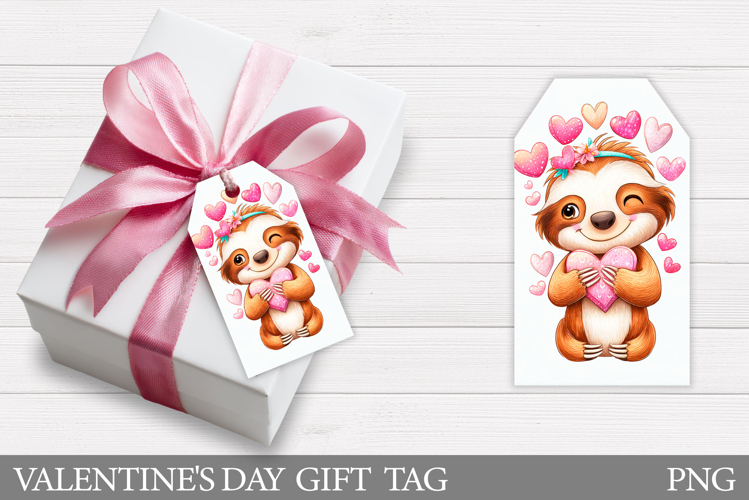 Valentines Sloth Gift Tag. Valentines Gift Tag Design