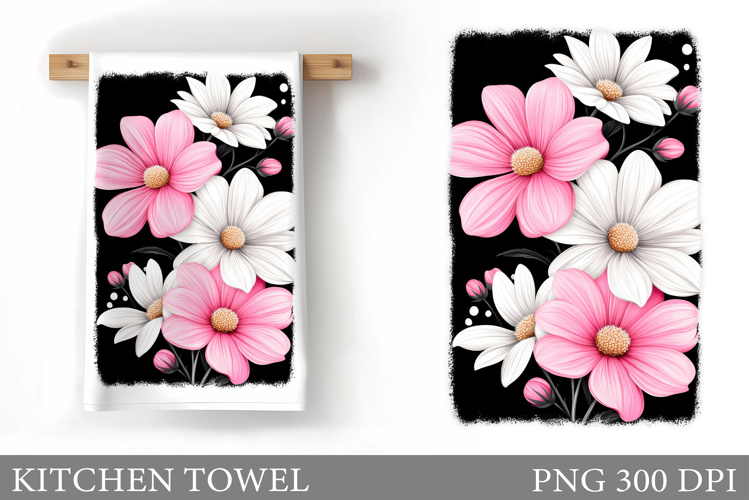 Flowers Kitchen Towel. Floral Kitchen Towel Design