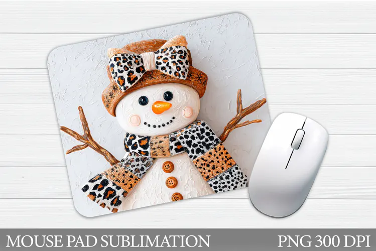 Snowman Mouse Pad Design. Christmas Mouse Pad Sublimation