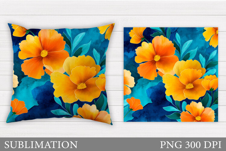 Flowers Pillow Design. Floral Pillow Sublimation example image 1