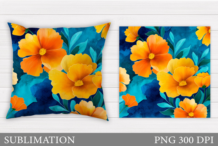 Flowers Pillow Design. Floral Pillow Sublimation