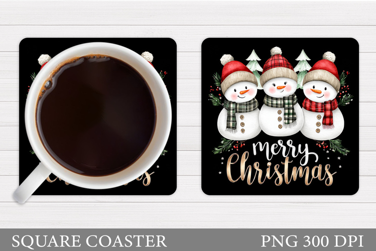 Cute Snowman Coaster Design. Christmas Coaster Sublimation