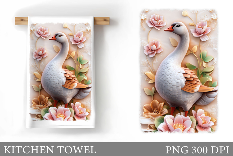 Cute Goose Kitchen Towel Design. Goose Flowers Kitchen Towel