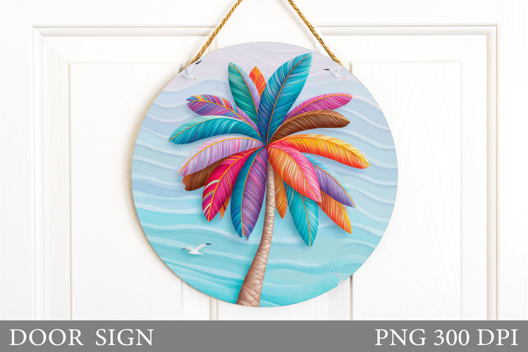 Palm Tree Door Sign Design. Summer Door Sign Sublimation example image 1