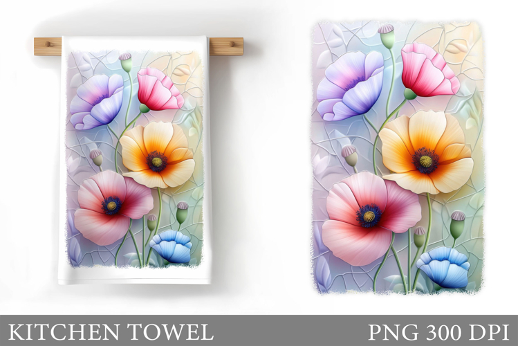 Flowers Kitchen Towel. Floral Kitchen Towel Design