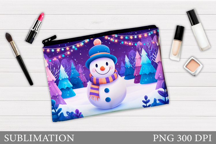 Snowman Makeup Bag Design. Christmas Cosmetics Bag