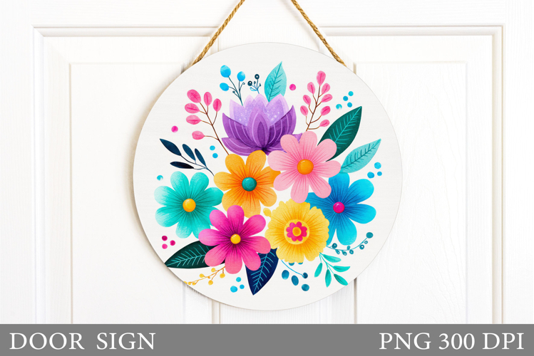 Floral Door Sign Sublimation. Flowers Door Sign Design
