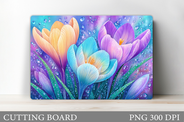 Crocus Cutting Board. Flowers Cutting Board Sublimation