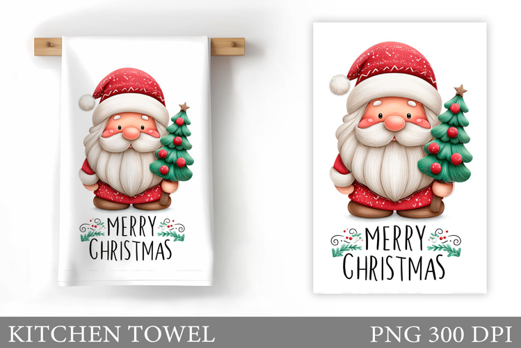 Santa Claus Kitchen Towel. Christmas Kitchen Towel Design