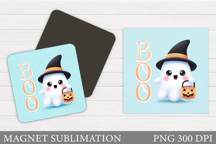 Cute Ghost Magnet Design. Halloween Magnet Sublimation