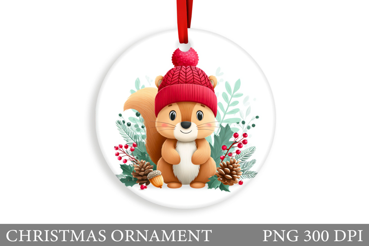 Cute Squirrel Christmas Ornament. Christmas Ornament Design
