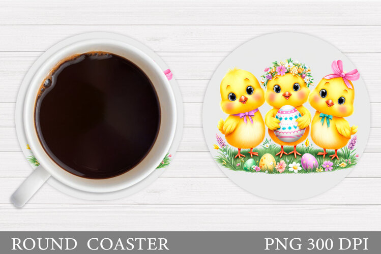 Easter Chick Coaster Design. Easter Eggs Coaster Sublimation example image 1