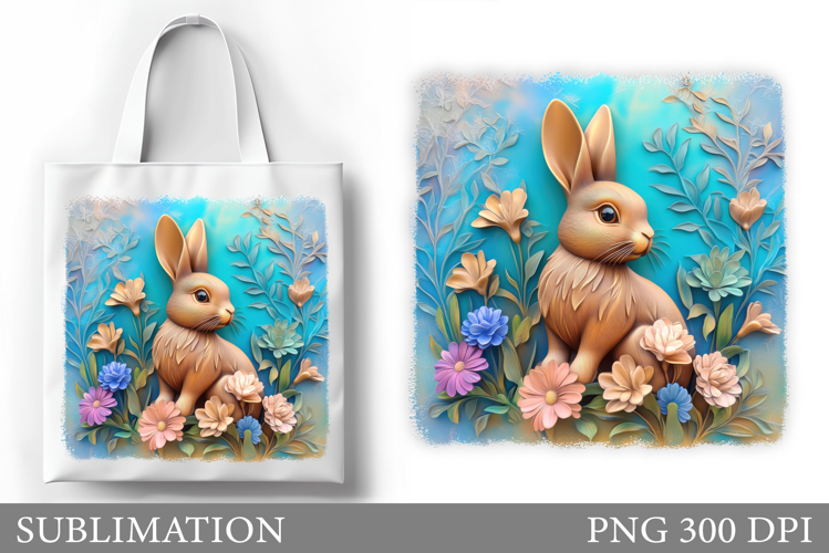 Cute Bunny Sublimation. Cute Bunny Tote Bag Design