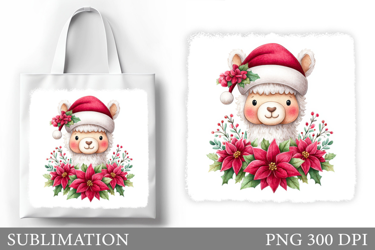 Christmas Lama Tote Bag. Christmas Tote Bag Sublimation