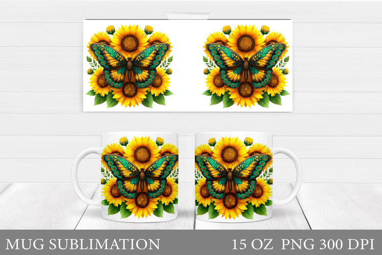 Butterfly Mug Wrap Design. Butterfly Sublimation