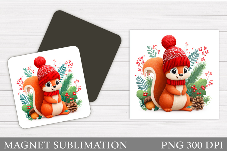 Christmas Bunny Magnet. Christmas Magnet Sublimation