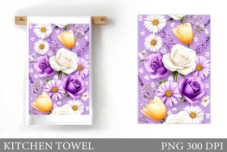 Flowers Kitchen Towel. Floral Kitchen Towel Sublimation